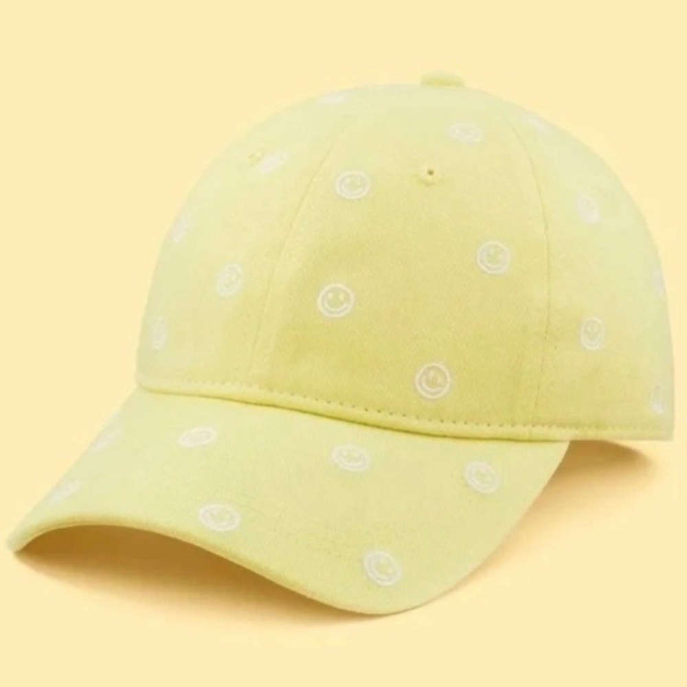SOLD - Stoney Clover Lane Smiley Face Baseball Hat Pastel Yellow